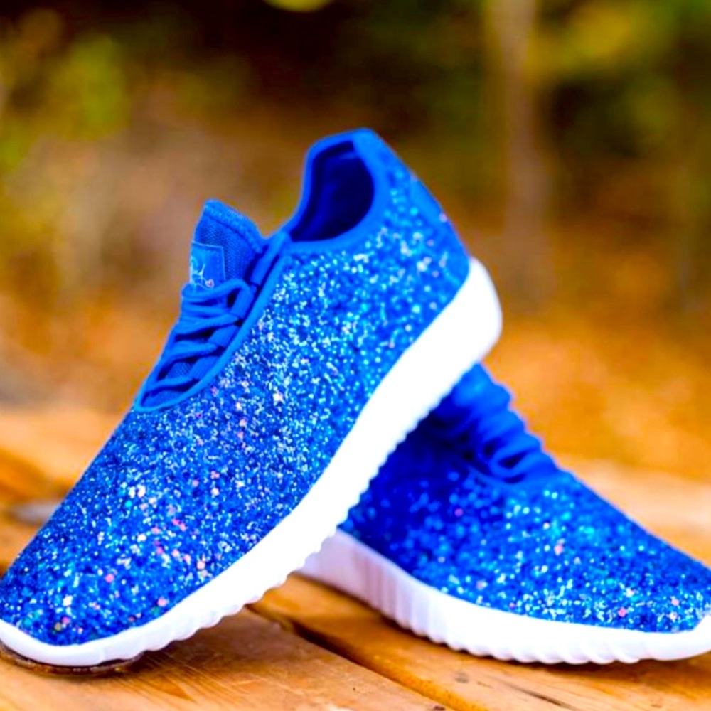 Blue Sparkle Glitter Bomb Sneakers **New**   SOUTHERN FRIED CHICKS